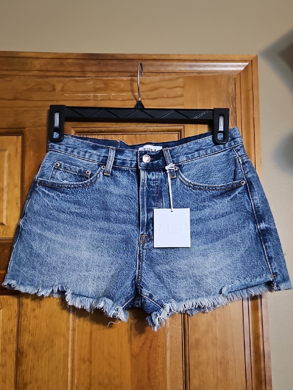 Pistola Nova Relaxed High-Rise Cut Off Denim Shorts -NWT - Picture 4 of 10